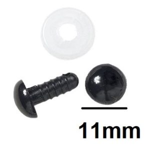 11mm svart öga med vit kraftigare bricka