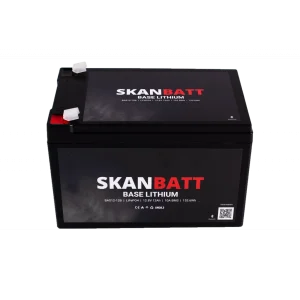SKANBATT Base Lithium – 12V 12Ah 10A BMS – Bluetooth – 151x98x95mm – 3 Års garanti