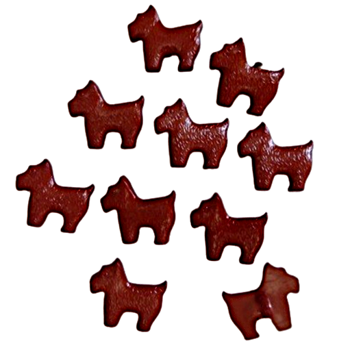 Figurknapp brun hund 18x16mm