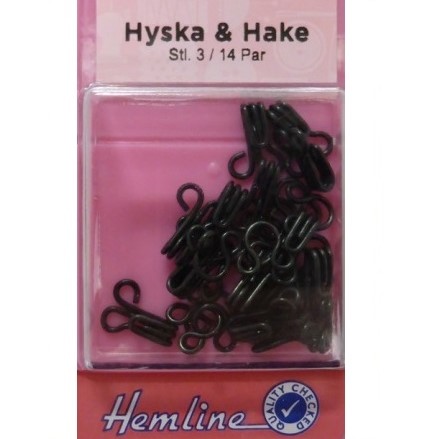 14 st stl. 3 18mm hyska och hake svart