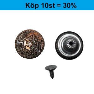 Jeansknapp 17mm snirkelmönster oxid