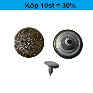 Jeansknapp 17mm strålstjärna oxid