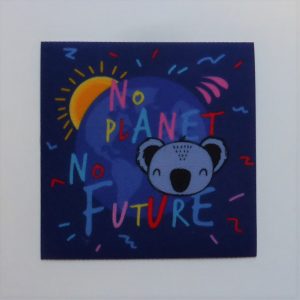 *1. Laglapp No planet No future 7,5 x 7,5 cm