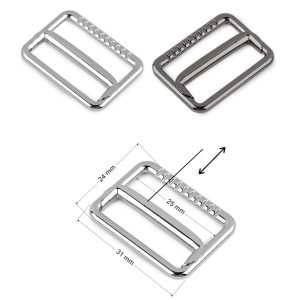 Reglerbara rektangelspännen 25mm (silver och svartoxid)